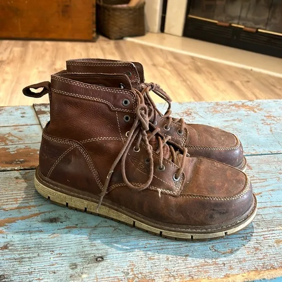 Keen San Jose Safety Toe Moc Tow Work Boots Brown Leather Mens US 10.5