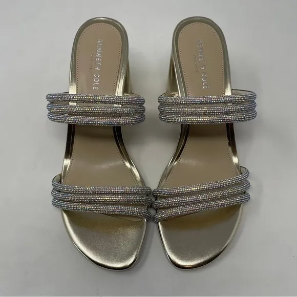 Kenneth Cole Amelia Flare Jewel Rhinestone Heeled Sandals - NWT