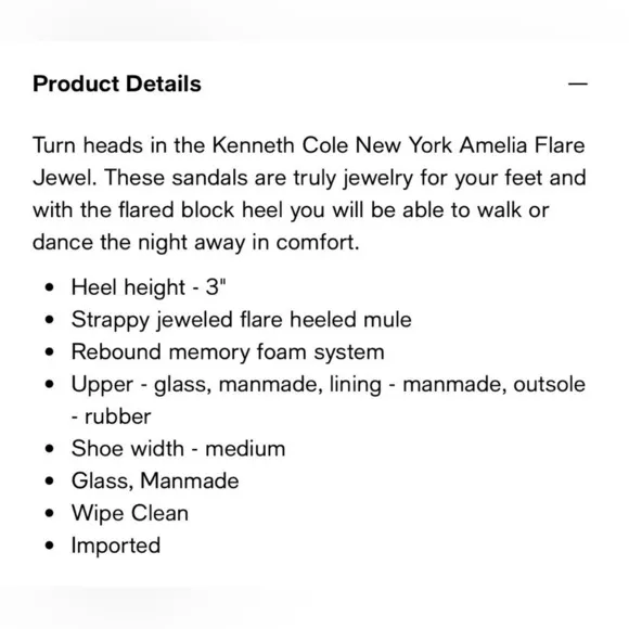 Kenneth Cole Amelia Flare Jewel Rhinestone Heeled Sandals - NWT