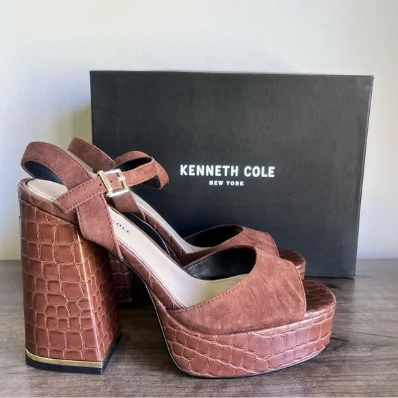 Kenneth Cole New York Dolly Women's Leather Platform Sandal Size 9.5 #B1674