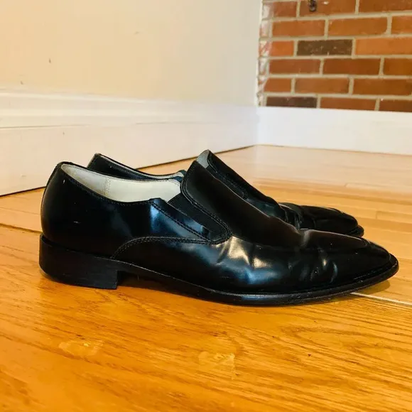 Kenneth Cole New York Mens 7.5 M Leath Slip-On Loafer Dress Shoes Black