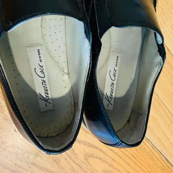 Kenneth Cole New York Mens 7.5 M Leath Slip-On Loafer Dress Shoes Black