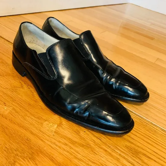 Kenneth Cole New York Mens 7.5 M Leath Slip-On Loafer Dress Shoes Black