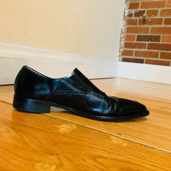 Kenneth Cole New York Mens 7.5 M Leath Slip-On Loafer Dress Shoes Black