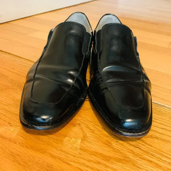 Kenneth Cole New York Mens 7.5 M Leath Slip-On Loafer Dress Shoes Black