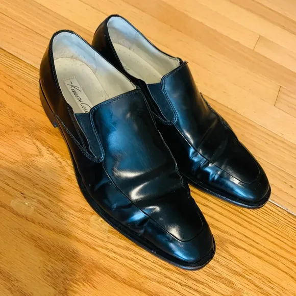 Kenneth Cole New York Mens 7.5 M Leath Slip-On Loafer Dress Shoes Black