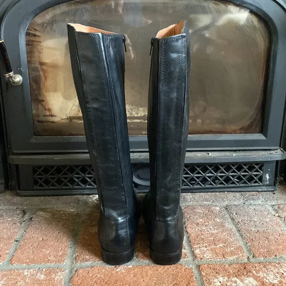 Kenneth Cole Tall Black Leather Boots SZ 7.5