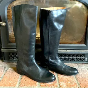 Kenneth Cole Tall Black Leather Boots SZ 7.5
