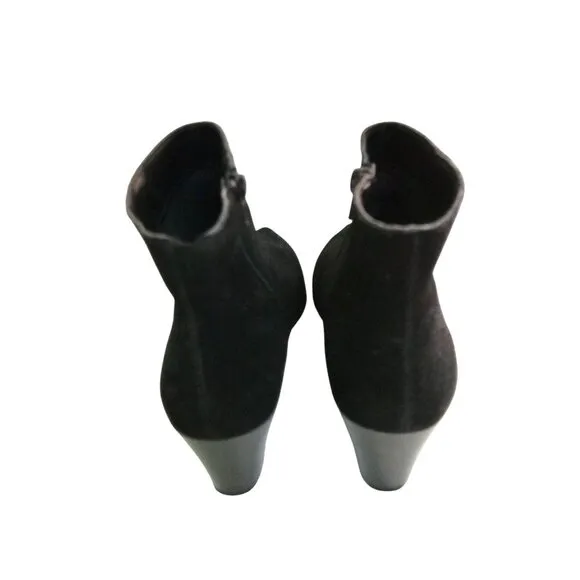 Kensie Lynden Black Suede Leather Heeled Pointed Toe Ankle Boots Size 7.5M