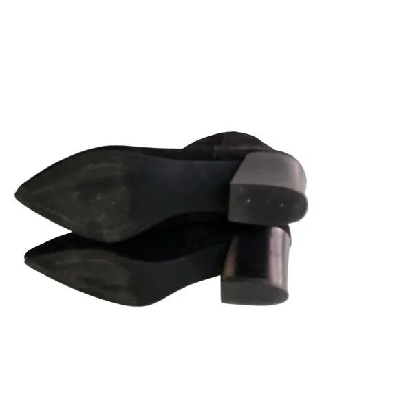Kensie Lynden Black Suede Leather Heeled Pointed Toe Ankle Boots Size 7.5M