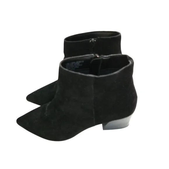 Kensie Lynden Black Suede Leather Heeled Pointed Toe Ankle Boots Size 7.5M