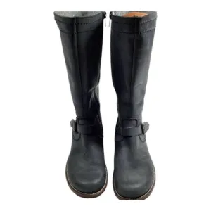 Kickers tall riding leather upper boots in Grey