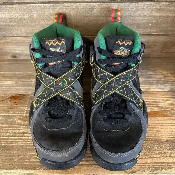 Kids Nike Air Raid Peace Black Athletic Basketball Sneakers Shoes Size 5.5 Y GUC