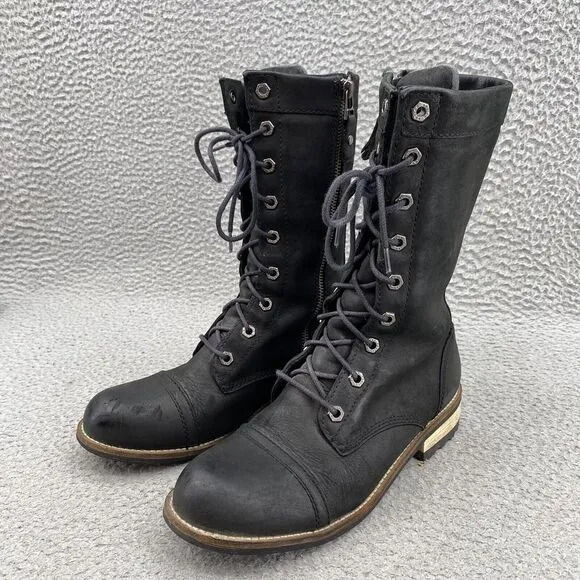 Kodiak Combat Boots Womens‎ 7.5 Black Leather Waterproof Goth Riding Work Biker