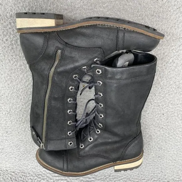 Kodiak Combat Boots Womens‎ 7.5 Black Leather Waterproof Goth Riding Work Biker