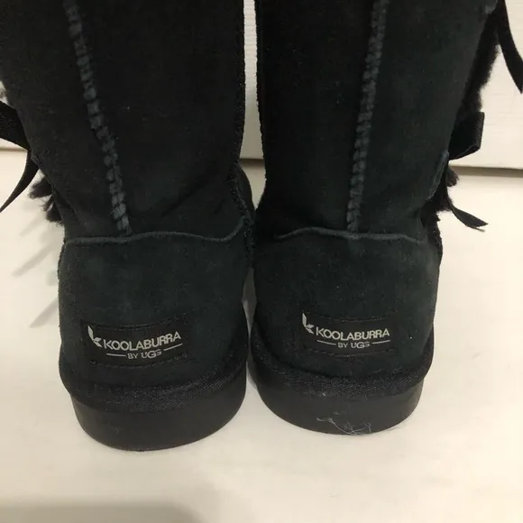 Koolaburra Ugg Black Victoria tall boots girls size 4‎ bows suede style 1020171