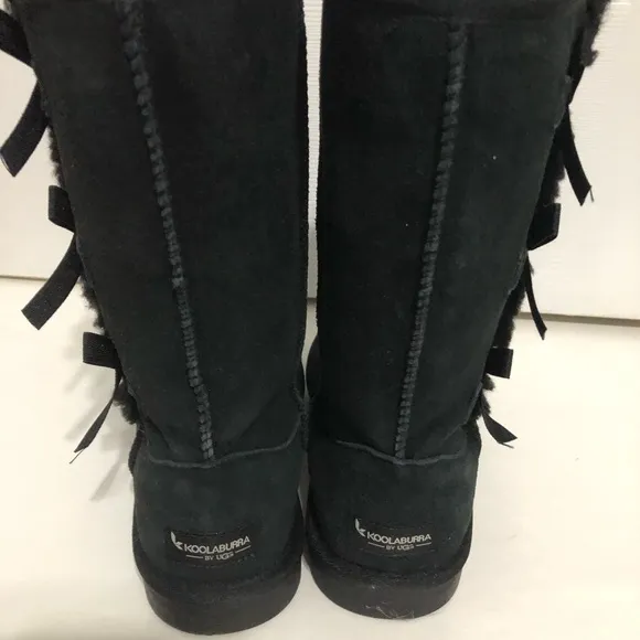 Koolaburra Ugg Black Victoria tall boots girls size 4‎ bows suede style 1020171