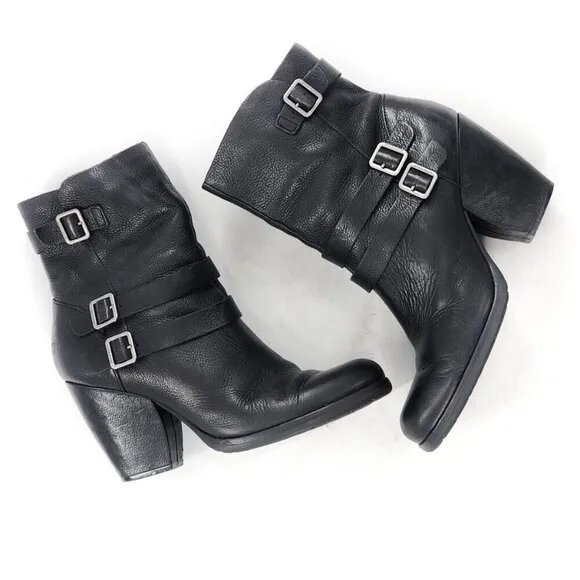 KORK-EASE Anki Black Leather Ankle Boots Zip