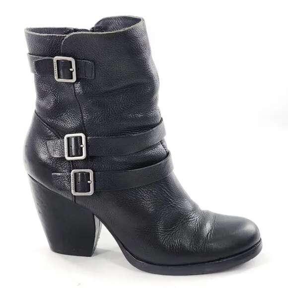 KORK-EASE Anki Black Leather Ankle Boots Zip