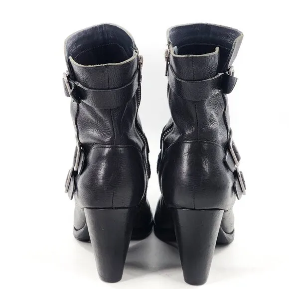 KORK-EASE Anki Black Leather Ankle Boots Zip