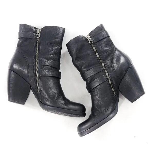 KORK-EASE Anki Black Leather Ankle Boots Zip