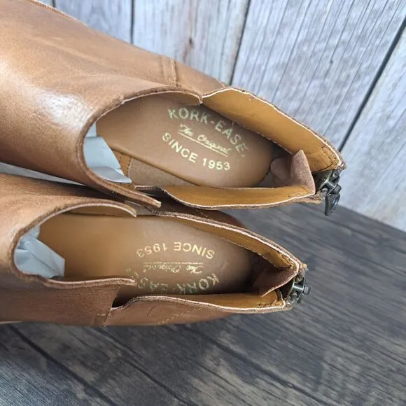Kork-Ease Renny Leather Brown Slip On Ankle Bootie Women's Sz 9.5 M (NWOB)