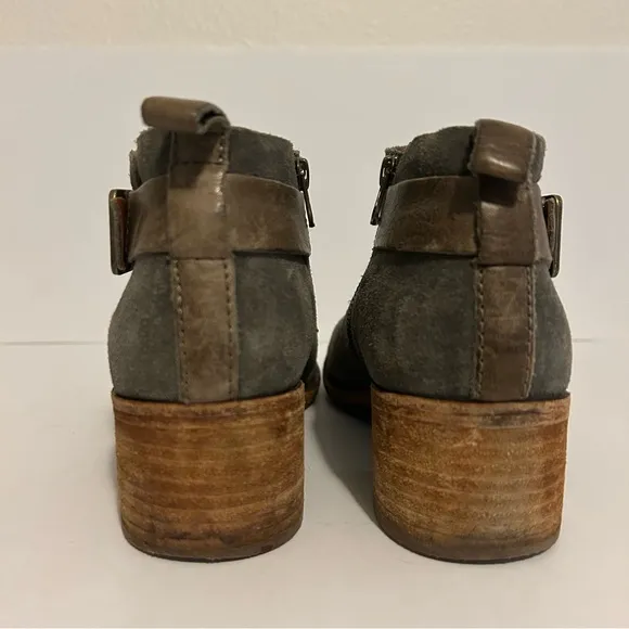 Korkease Mesa genuine leather suede grey ankle boots booties size 10 with buckle