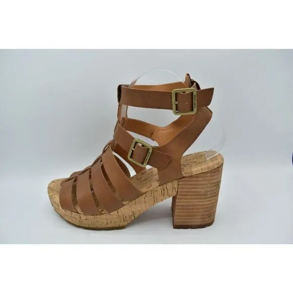Kork Ease Womens Size 9 Camille Brown Full Grain Leather Platform Sandals Shoes