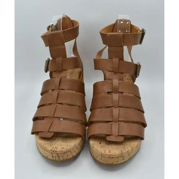 Kork Ease Womens Size 9 Camille Brown Full Grain Leather Platform Sandals Shoes