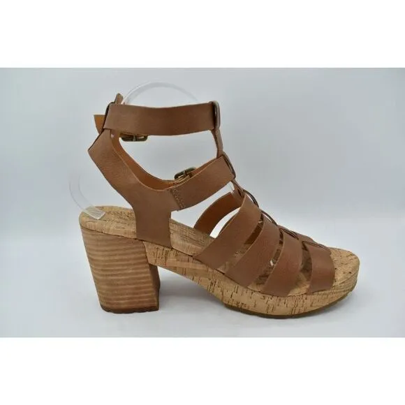 Kork Ease Womens Size 9 Camille Brown Full Grain Leather Platform Sandals Shoes