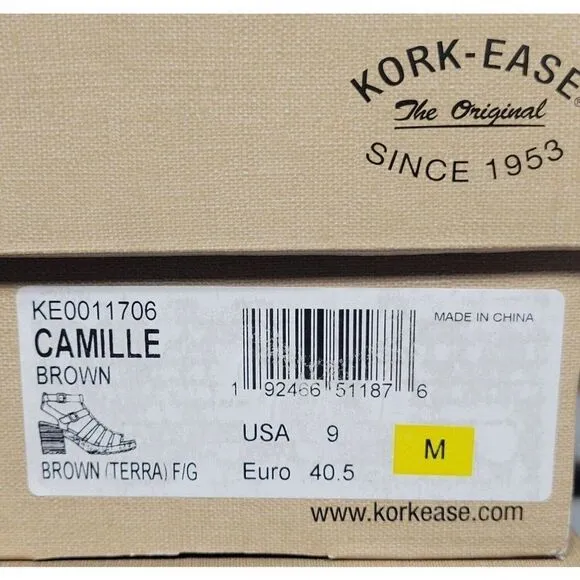 Kork Ease Womens Size 9 Camille Brown Full Grain Leather Platform Sandals Shoes