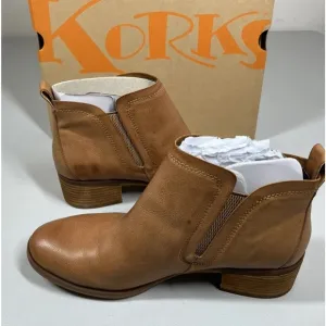 Korks by Kork-Ease Genuine Leather Tan Ankle Boots, 6.5 or 6 1/2