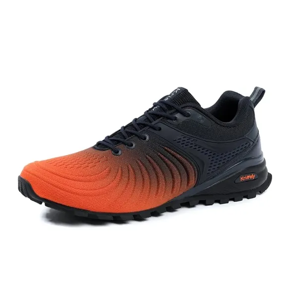 Kricely Men's Black and Orange Trail Running Shoes Size 8