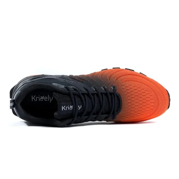 Kricely Men's Black and Orange Trail Running Shoes Size 8