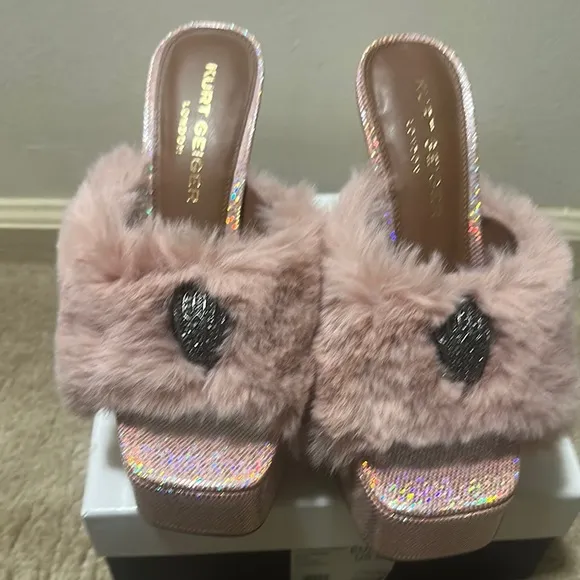 Kurt Geiger Pink Platform Shoes with Plush Fur