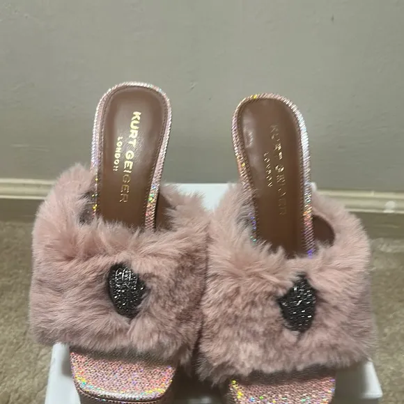 Kurt Geiger Pink Platform Shoes with Plush Fur