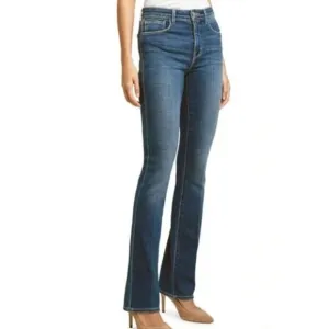 L'Agence Oriana Straight Leg High Rise Jeans in Knox Blue Finish Stretch Size 25