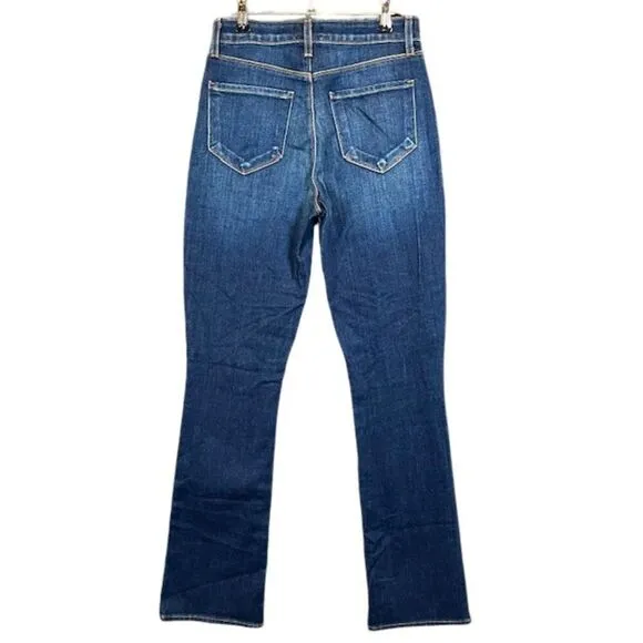 L'Agence Oriana Straight Leg High Rise Jeans in Knox Blue Finish Stretch Size 25