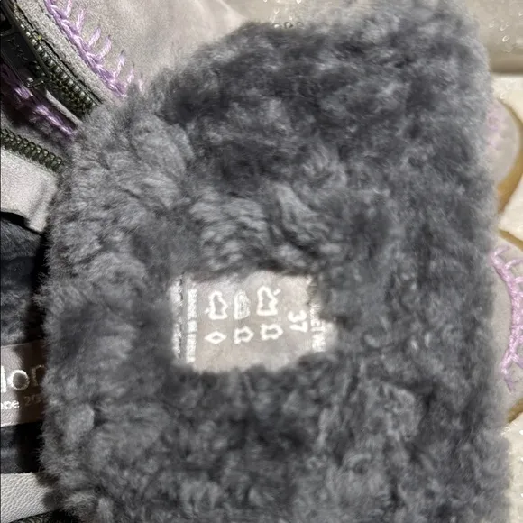 LaidbackLondon/anthropology Gray Suede Ankle Boots with Faux Fur Lining