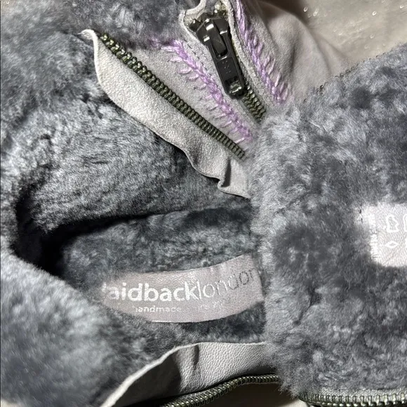 LaidbackLondon/anthropology Gray Suede Ankle Boots with Faux Fur Lining