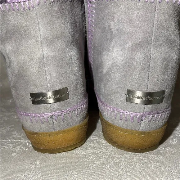LaidbackLondon/anthropology Gray Suede Ankle Boots with Faux Fur Lining