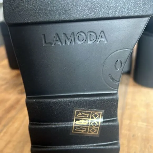 Lamoda Grommet Strap Platform AnkleBoots - Black - Dolls Kill size 9