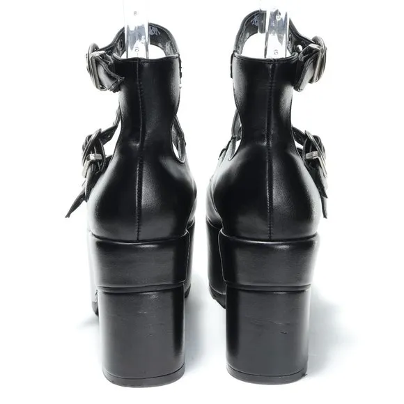 Lamoda RUN THE WORLD Platform Mary Jane Shoes Women 7-7.5 Punk Goth Emo Black