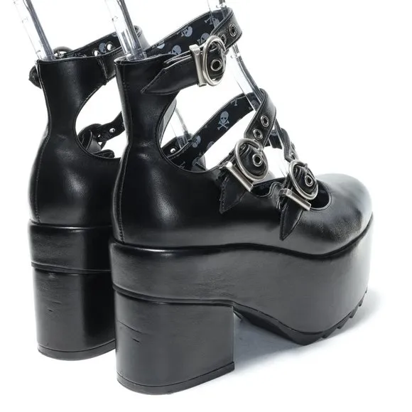 Lamoda RUN THE WORLD Platform Mary Jane Shoes Women 7-7.5 Punk Goth Emo Black