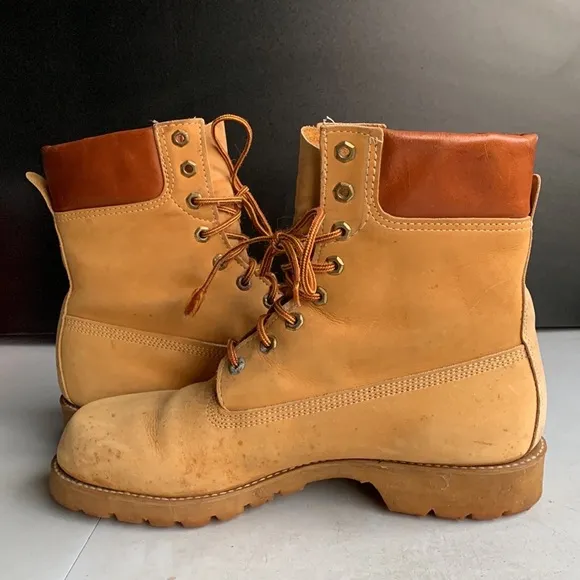 LAND ROVER VTG THOM‎ McAN LEATHER WHEAT WORK BOOTS Men’s Size 10