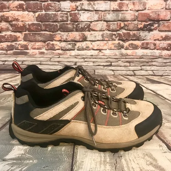 Lands End Beige , Tan &amp; Black Lace Up Hiking Boots