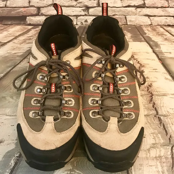 Lands End Beige , Tan &amp; Black Lace Up Hiking Boots