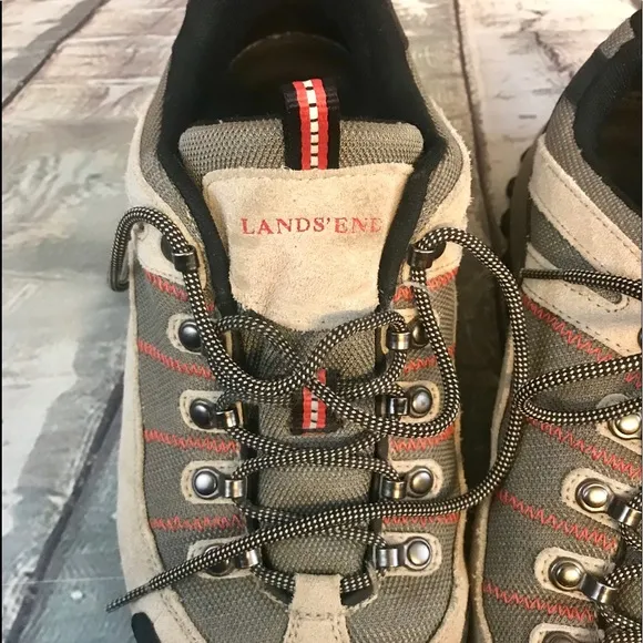 Lands End Beige , Tan &amp; Black Lace Up Hiking Boots