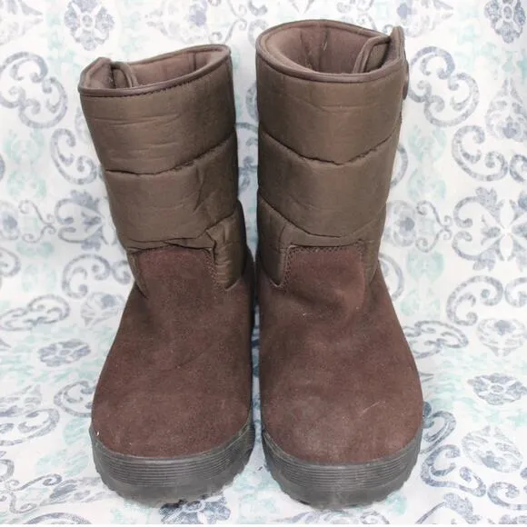 Lands End Womens 8B Brown Casual Suede Mid Calf Winter Boots