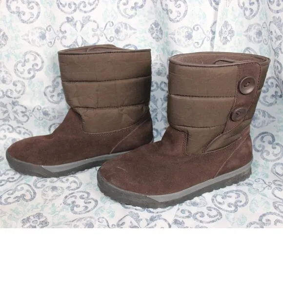 Lands End Womens 8B Brown Casual Suede Mid Calf Winter Boots